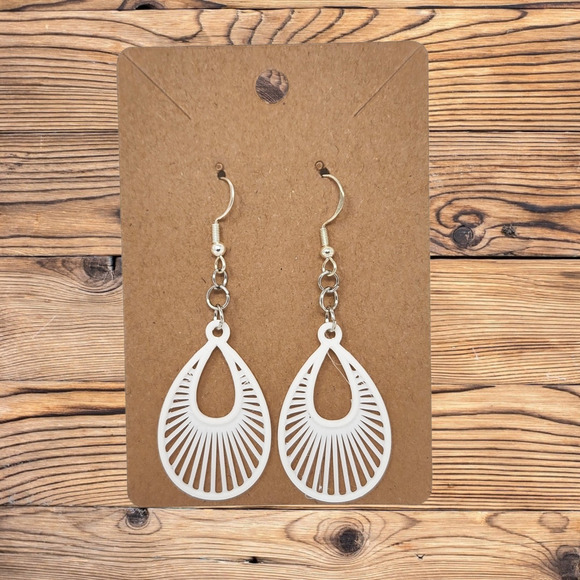 Tropical Sun Ray Tear Drop Hook Earrings - 3d Printed - 1 Pair - Picture 3 of 5